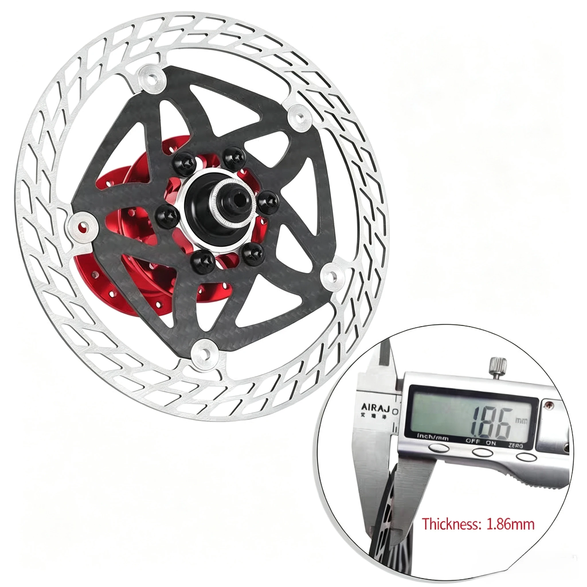 Ultra Light Carbon Fiber Bicycle Disc Brake Rotor 140mm 160mm 180mm 6-Bolt Center Lock Floating Brake Disc Stainless Steel Heat