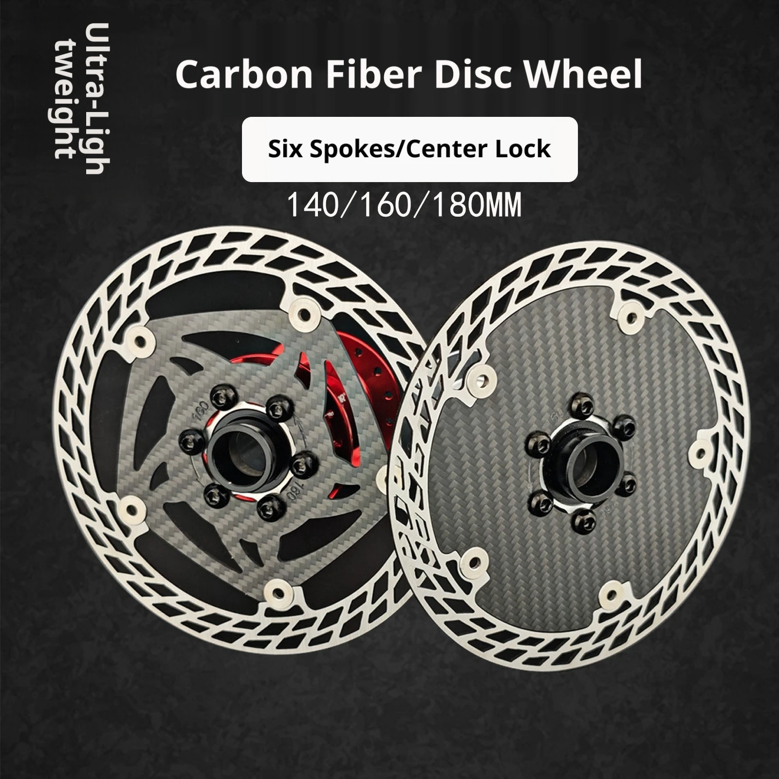 Ultra Light Carbon Fiber Bicycle Disc Brake Rotor 140mm 160mm 180mm 6-Bolt Center Lock Floating Brake Disc Stainless Steel Heat