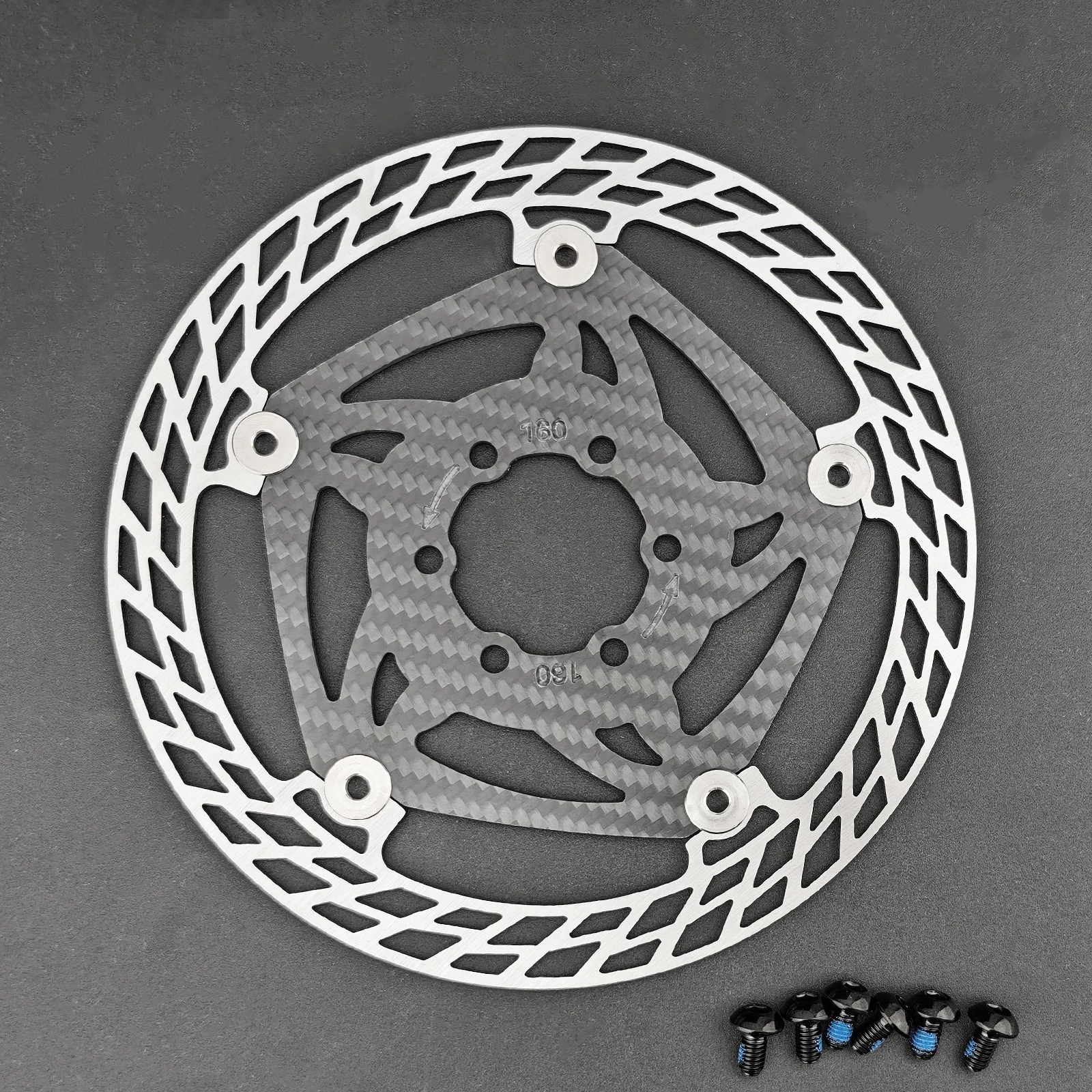 Ultra Light Carbon Fiber Bicycle Disc Brake Rotor 140mm 160mm 180mm 6-Bolt Center Lock Floating Brake Disc Stainless Steel Heat