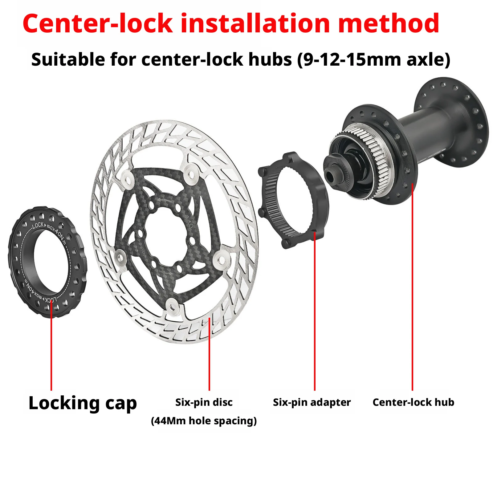 Ultra Light Carbon Fiber Bicycle Disc Brake Rotor 140mm 160mm 180mm 6-Bolt Center Lock Floating Brake Disc Stainless Steel Heat