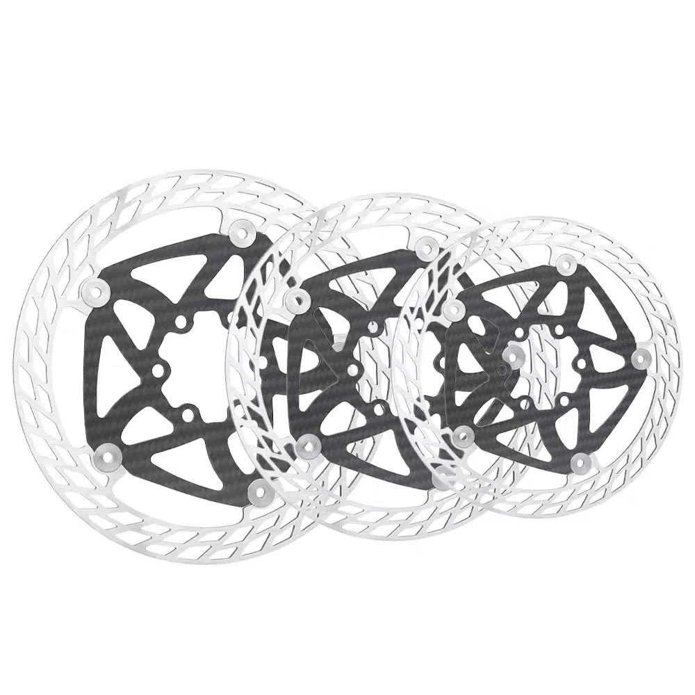 Ultra Light Carbon Fiber Bicycle Disc Brake Rotor 140mm 160mm 180mm 6-Bolt Center Lock Floating Brake Disc Stainless Steel Heat