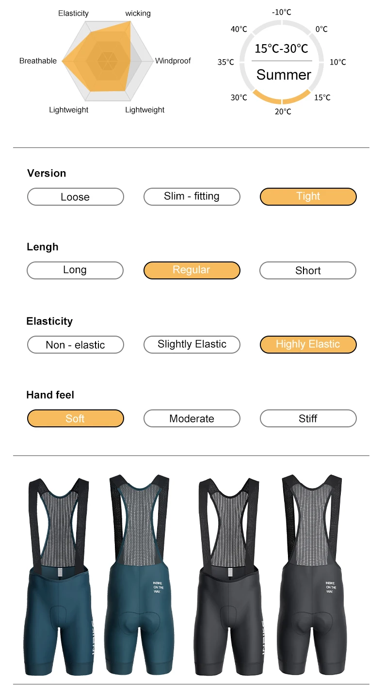 INBIKE Men's Bib Shorts Summer Professional Cycling Suspenders Shorts Bike Riding Underwear Breathable Comfortable Cycling Gear