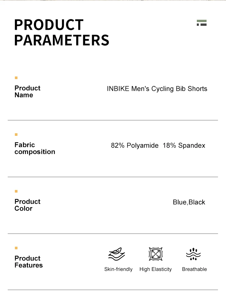 INBIKE Men's Bib Shorts Summer Professional Cycling Suspenders Shorts Bike Riding Underwear Breathable Comfortable Cycling Gear