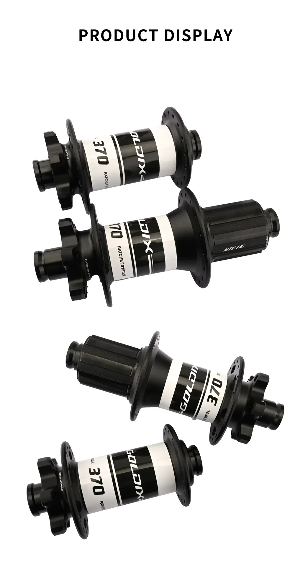 GOLDIX M370 28H Bicycle Ratchet 36T Boost Hub J-Bend 6-Bolt Disc Brake Compatible with HG XD MS Adapters - Bicycle Accessories