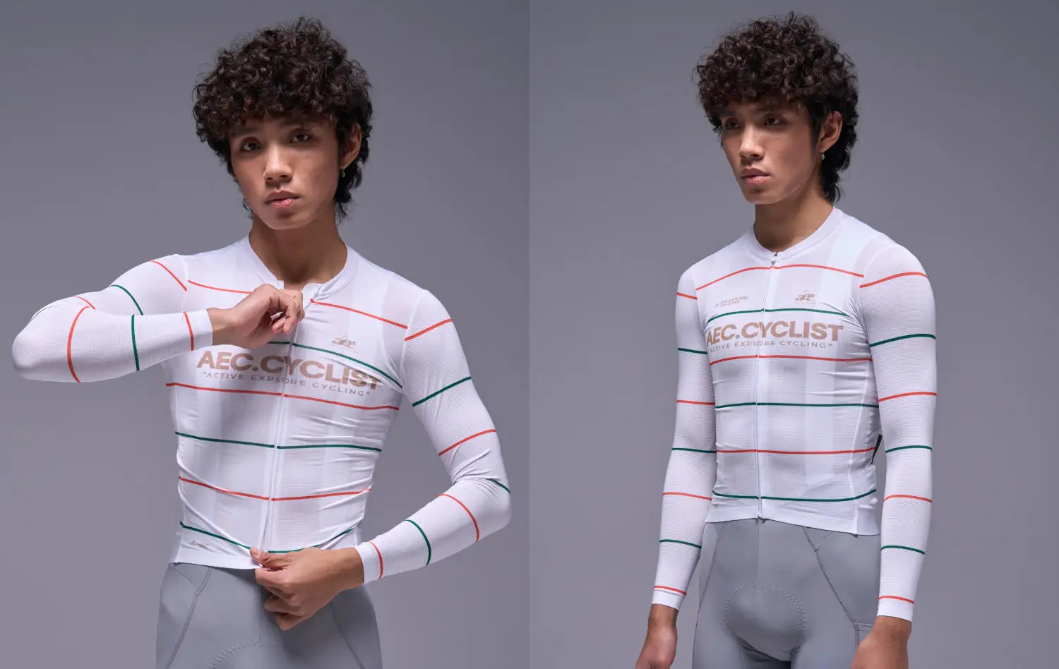 AEC.CYCLIST Striped Design Long Sleeve Women Men Cycling Jersey New Spring Slim MTB Clothing Hight Elastic Road Cycling Tops