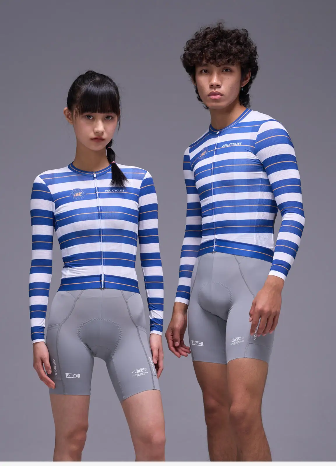 AEC.CYCLIST Striped Design Long Sleeve Women Men Cycling Jersey New Spring Slim MTB Clothing Hight Elastic Road Cycling Tops