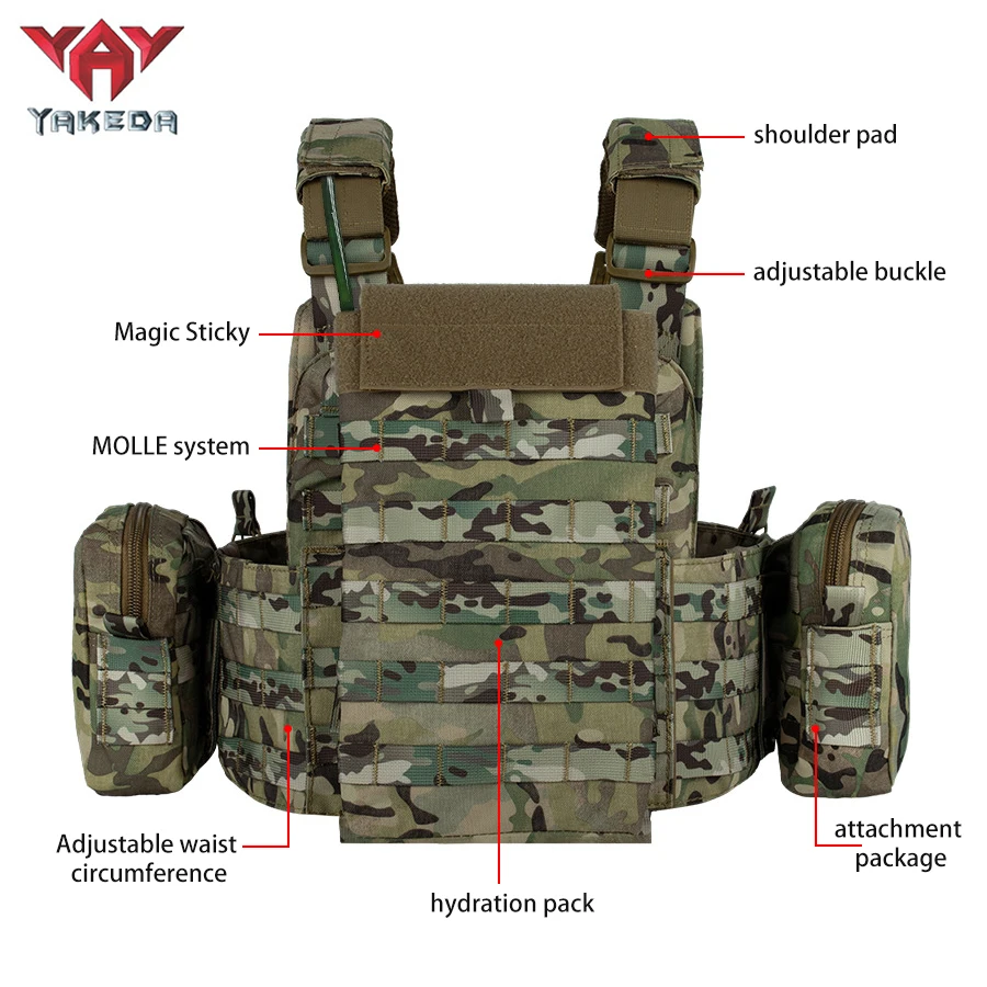 YAKEDA multifunctional portable hunting vest with 1.5L water bag and built-in water bag compartment at the back