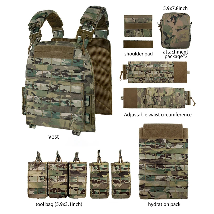 YAKEDA multifunctional portable hunting vest with 1.5L water bag and built-in water bag compartment at the back