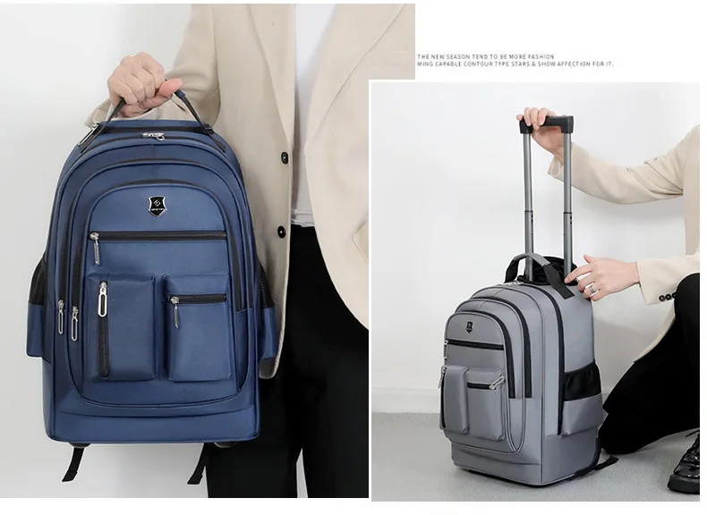 Portable Outdoor Adult Rolling Backpack Travel Laptop Tablet Bag Wheels Carry Luggage Business Trip Backpack College Travel Bags