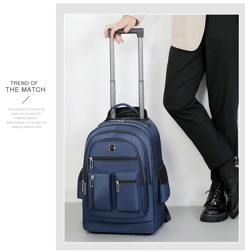 Portable Outdoor Adult Rolling Backpack Travel Laptop Tablet Bag Wheels Carry Luggage Business Trip Backpack College Travel Bags