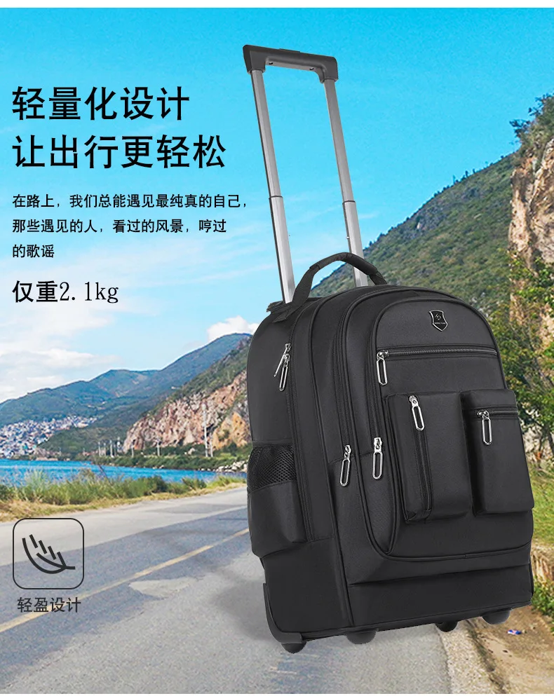 Portable Outdoor Adult Rolling Backpack Travel Laptop Tablet Bag Wheels Carry Luggage Business Trip Backpack College Travel Bags