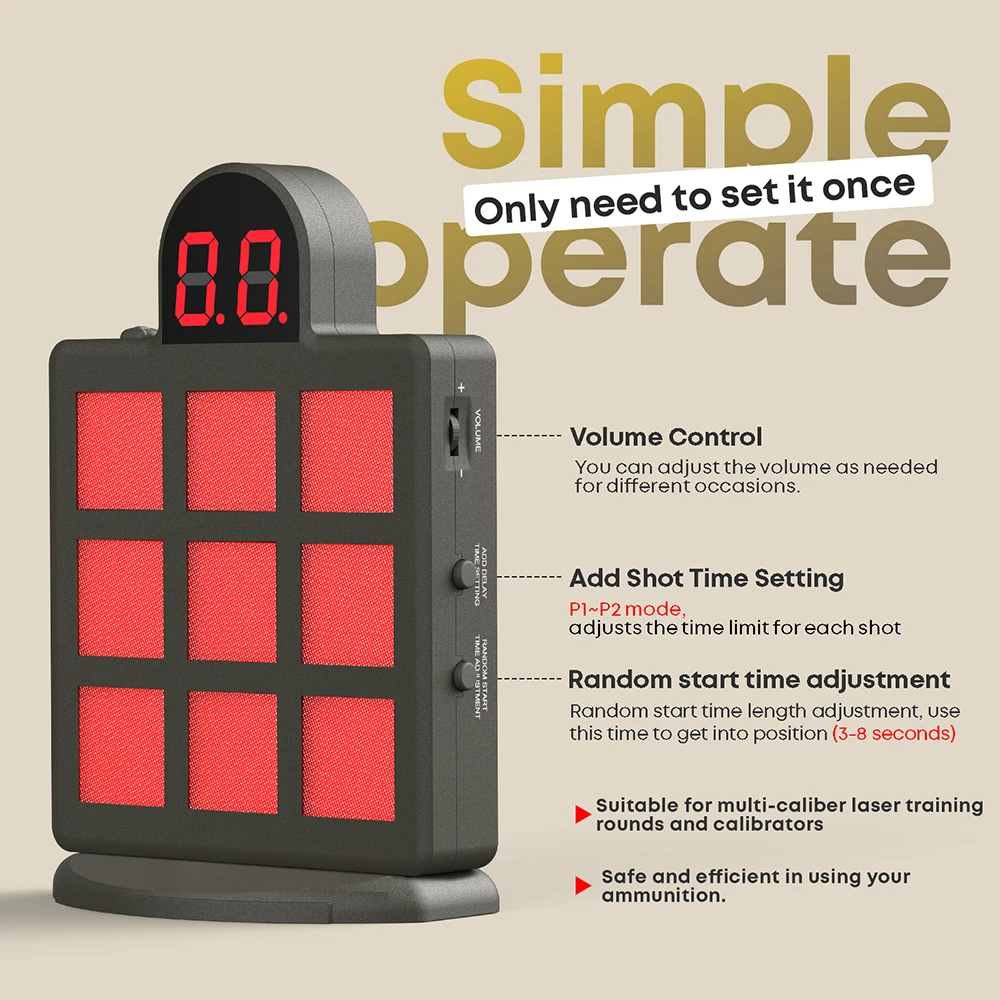 Dry Fire Laser Training Target Electronic Counting Laser Target with Sound Feedback 4 Modes for Dry Fire Shooting Training