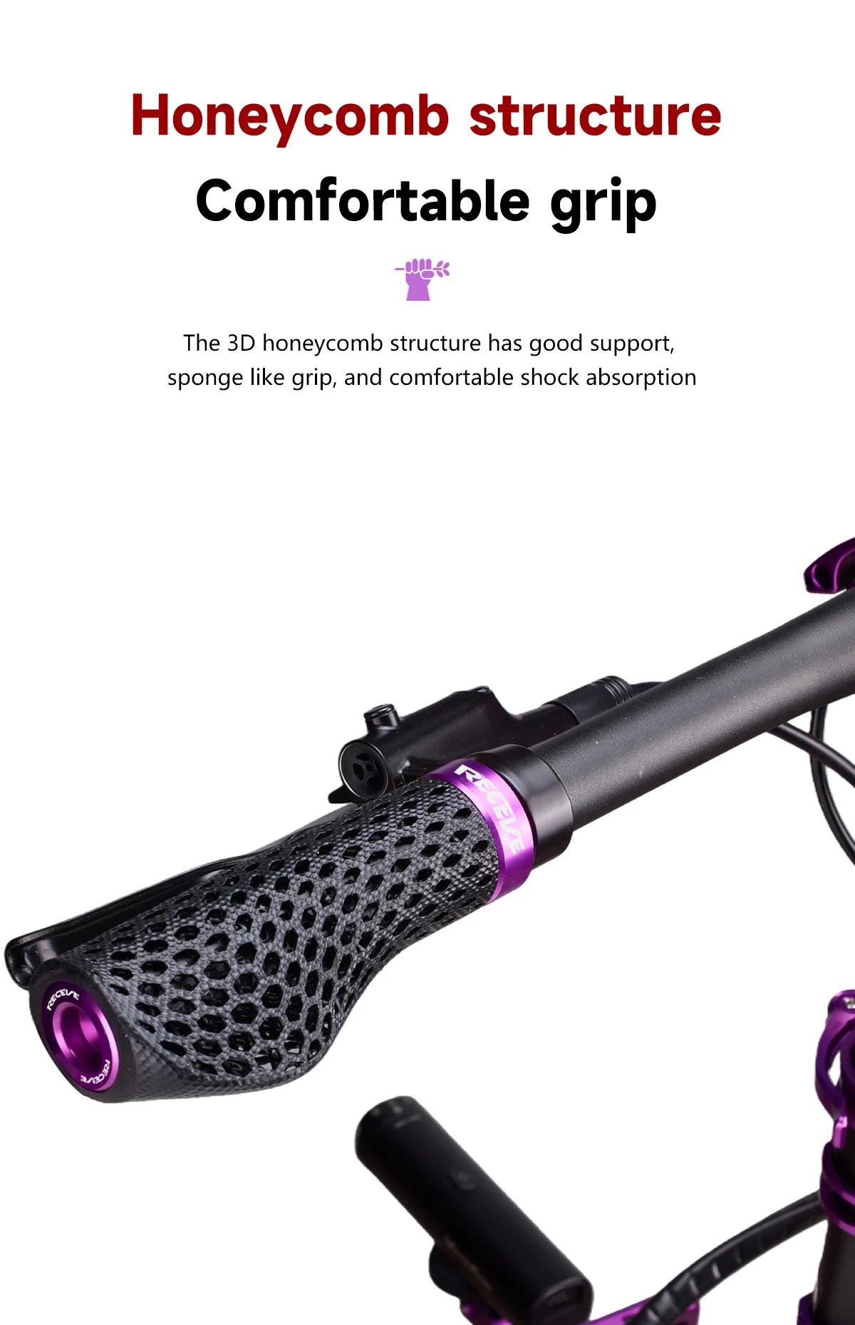 RECEVE Folding Bike Grips 3D Printing Bicycle Handles Grips BMX Cuffs Ergonomics With Aluminum Alloy Handlebar Cap For Brompton