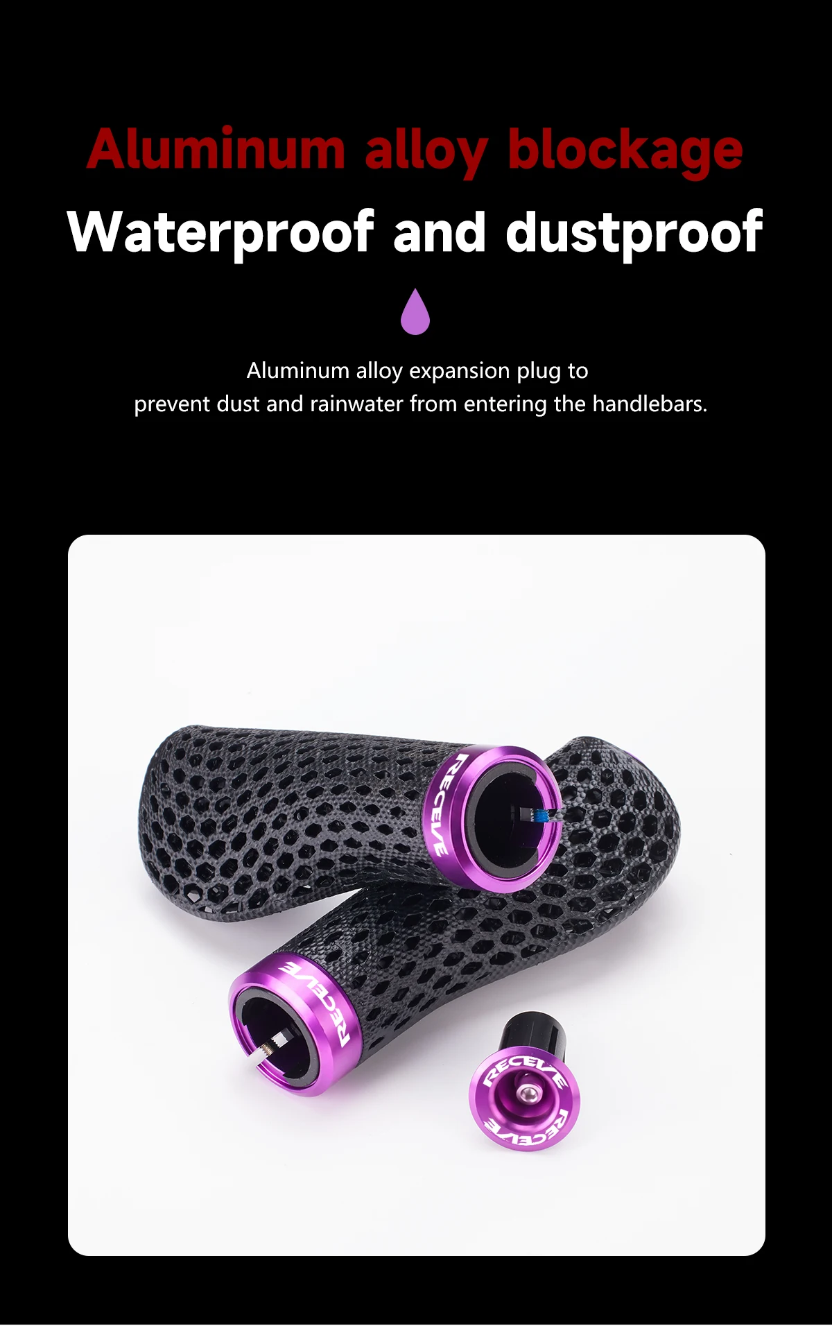 RECEVE Folding Bike Grips 3D Printing Bicycle Handles Grips BMX Cuffs Ergonomics With Aluminum Alloy Handlebar Cap For Brompton