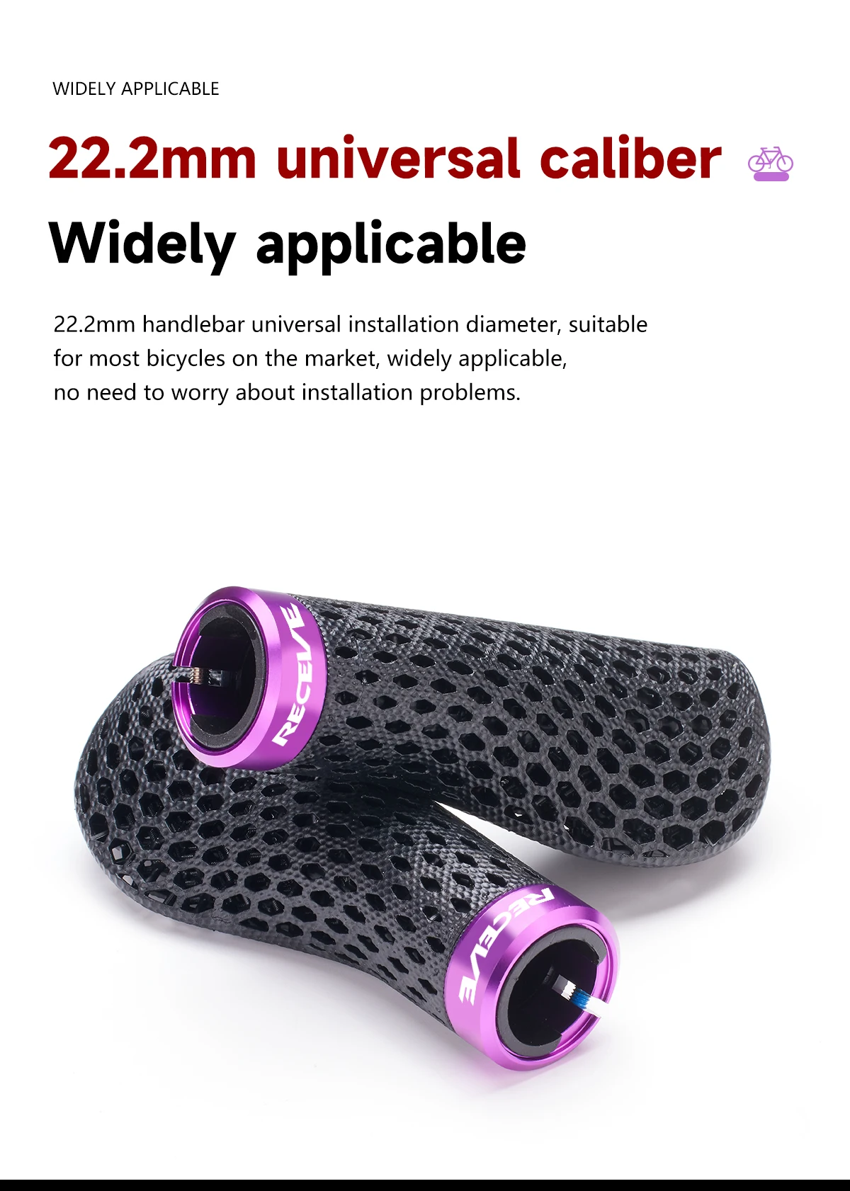 RECEVE Folding Bike Grips 3D Printing Bicycle Handles Grips BMX Cuffs Ergonomics With Aluminum Alloy Handlebar Cap For Brompton