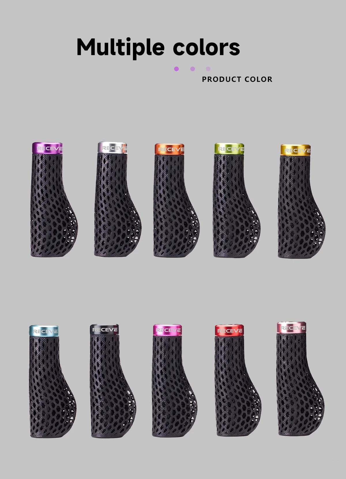 RECEVE Folding Bike Grips 3D Printing Bicycle Handles Grips BMX Cuffs Ergonomics With Aluminum Alloy Handlebar Cap For Brompton