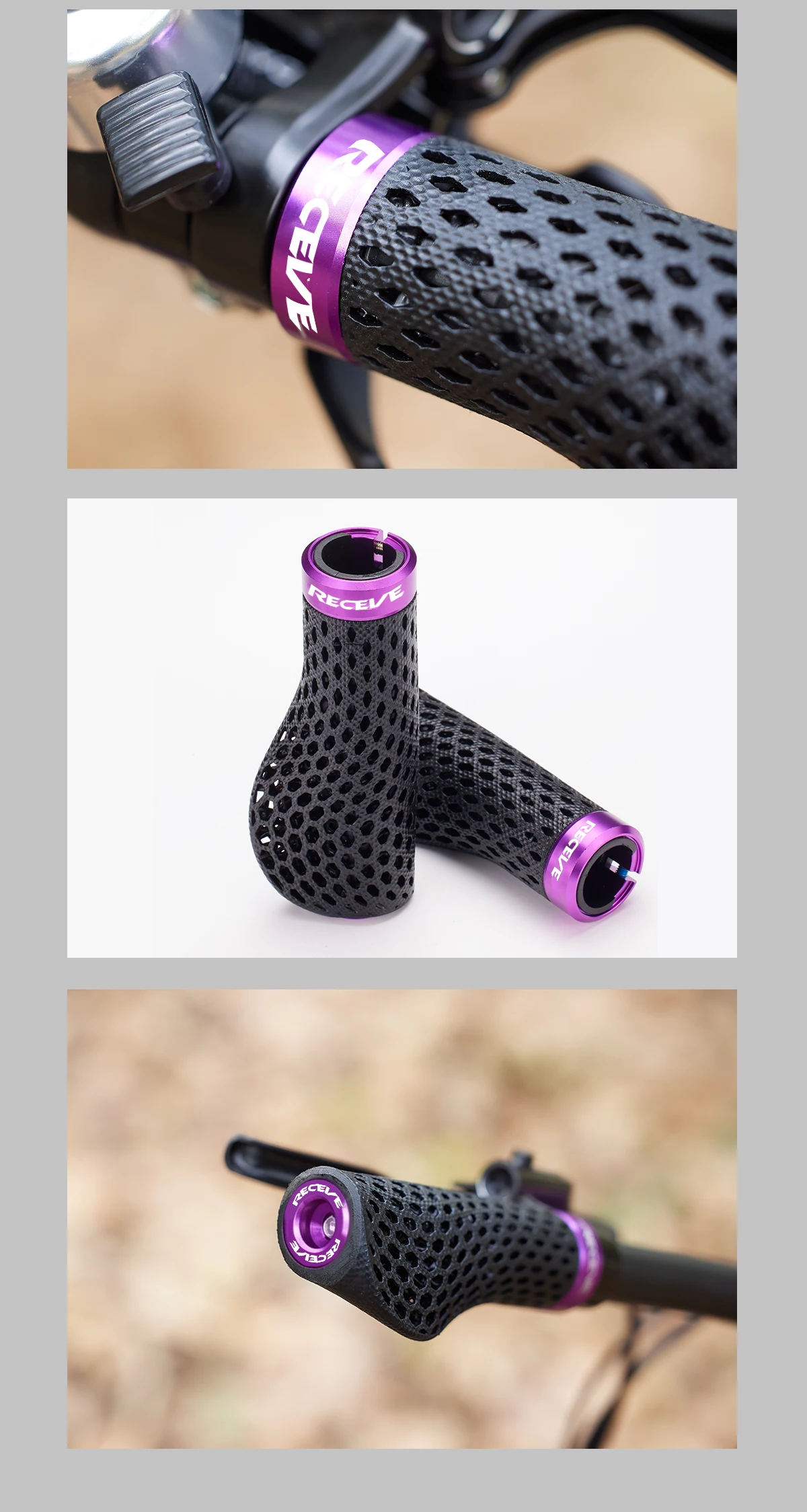 RECEVE Folding Bike Grips 3D Printing Bicycle Handles Grips BMX Cuffs Ergonomics With Aluminum Alloy Handlebar Cap For Brompton