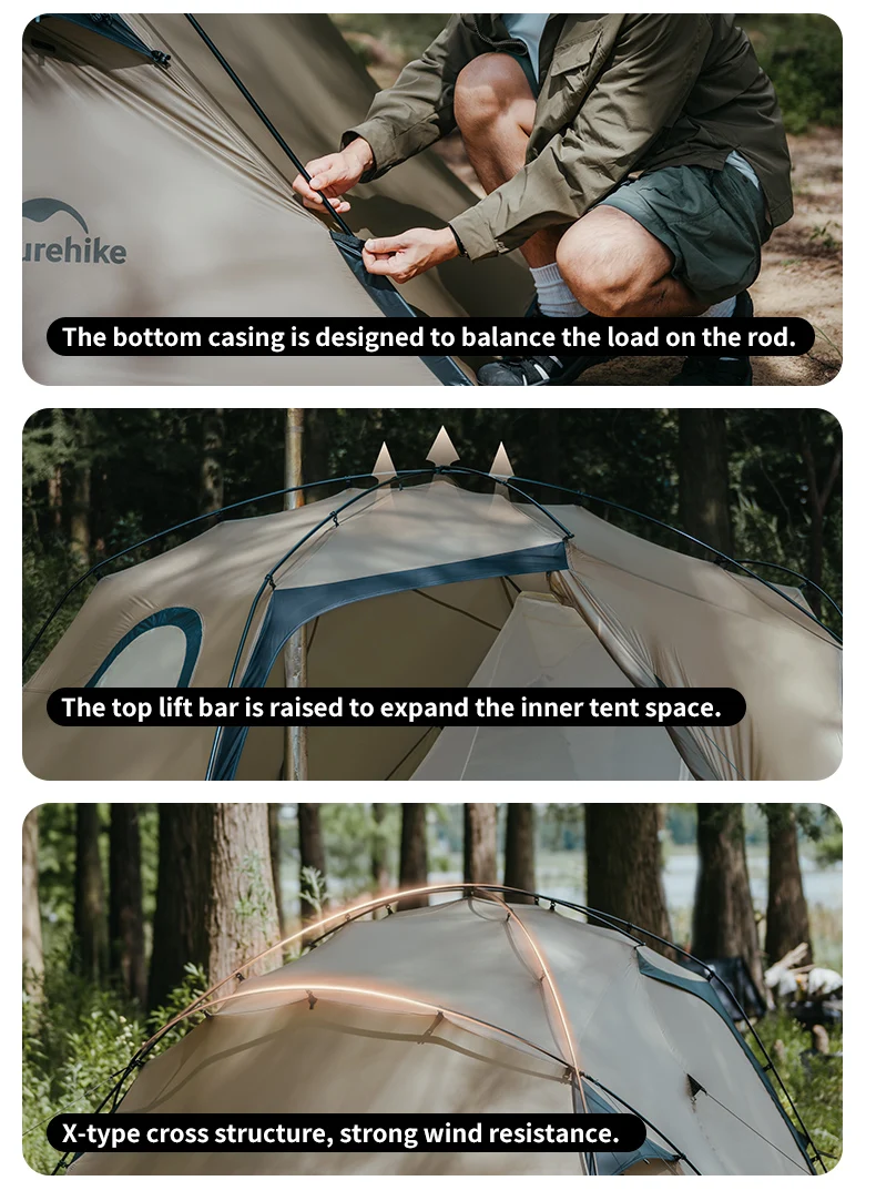 Naturehike 2026 New Ultralight Mountain SOLO Single Tent Outdoor X-Frame Breathable Window Mesh Camping Tent Camping Picnic Tent