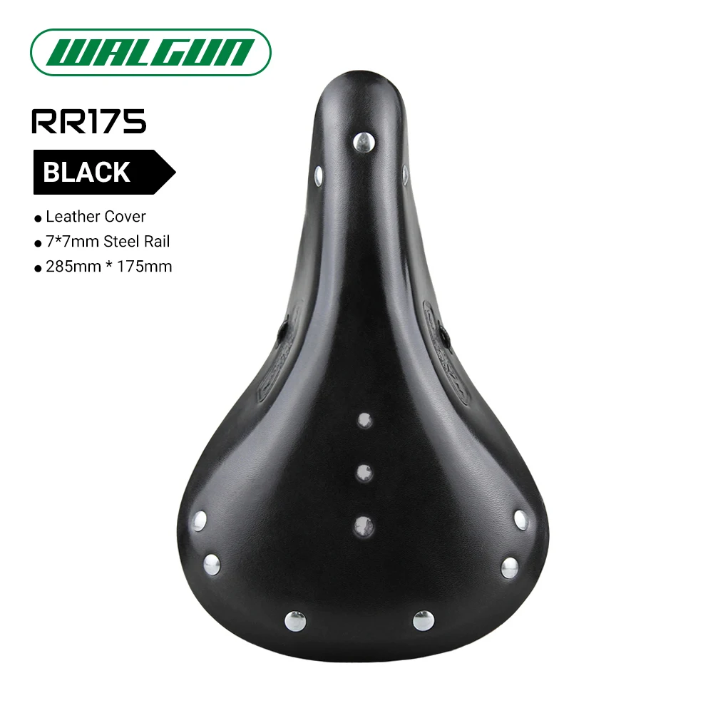 WALGUN Lconic Cut-Out Leather Bike Saddle Retro Vintage Cowhide Old Style Hollow Bicycle Saddle for Man Wome Cycling in The City