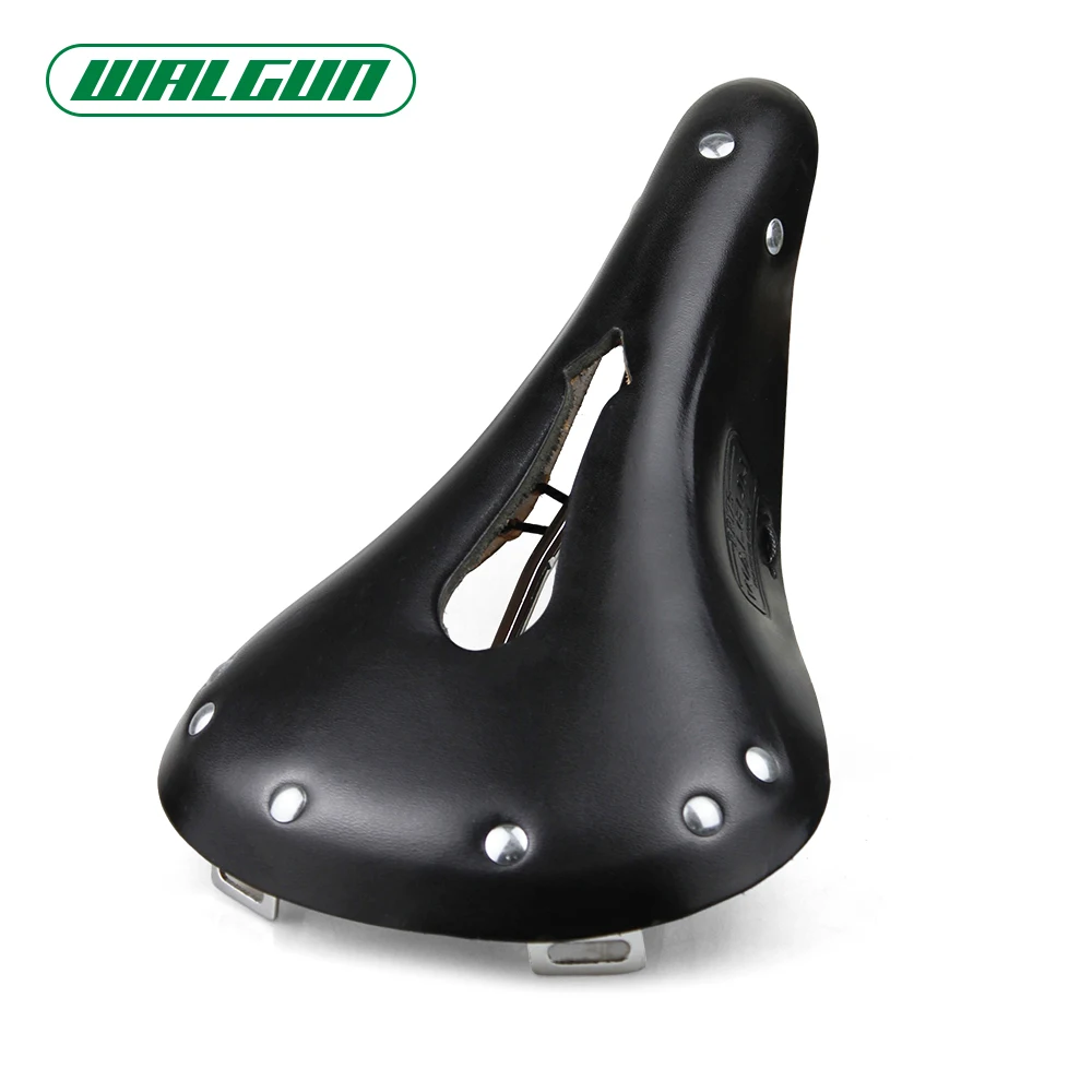 WALGUN Lconic Cut-Out Leather Bike Saddle Retro Vintage Cowhide Old Style Hollow Bicycle Saddle for Man Wome Cycling in The City