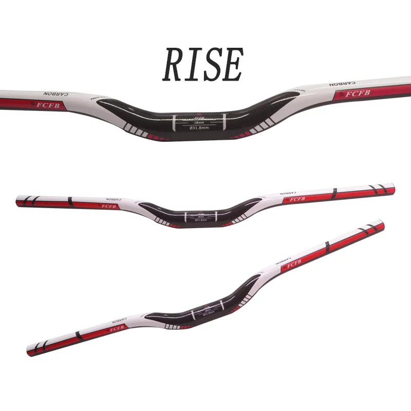 Mtb Carbon Handlebar Bicycle FCFB red Carbon Handlebar 31.8*580-720/740/780mm glossy Black Handlebars Mountain Bike Accessories