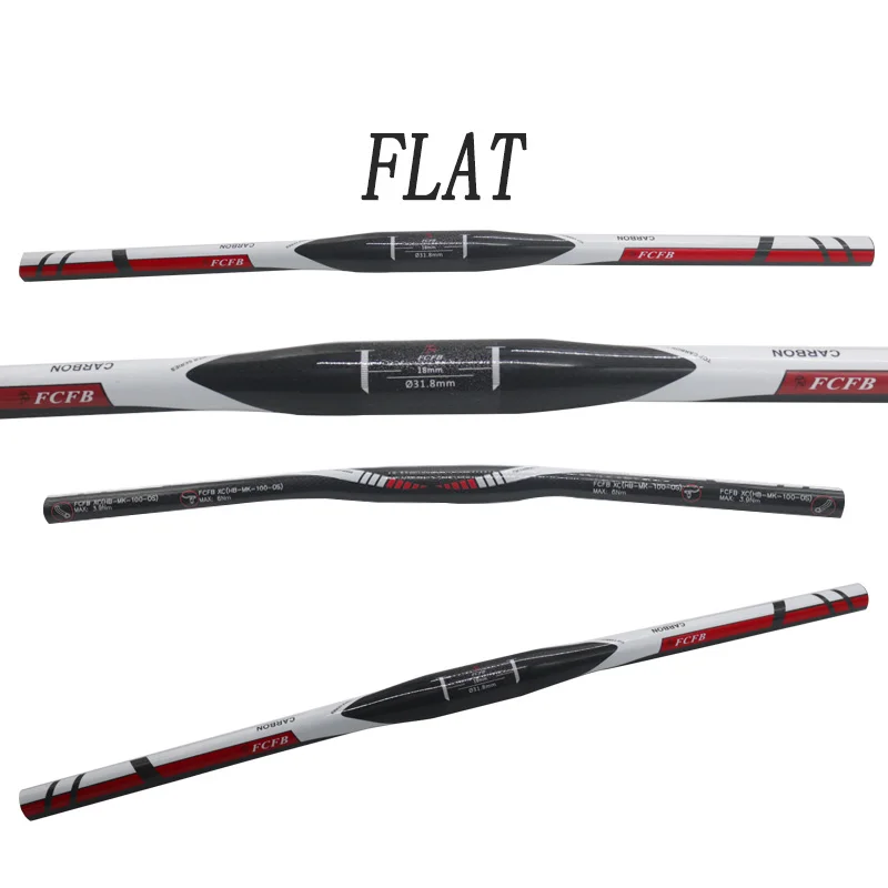 Mtb Carbon Handlebar Bicycle FCFB red Carbon Handlebar 31.8*580-720/740/780mm glossy Black Handlebars Mountain Bike Accessories