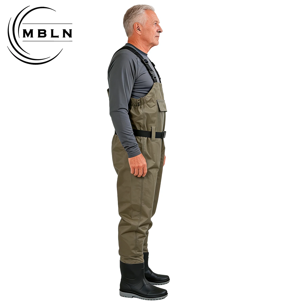 MBLN PVC Fishing Waders with Boots, 170T Nylon/Taslan Waterproof Waders, 15000mm Water Pressure, Anti-Slip PVC Boots