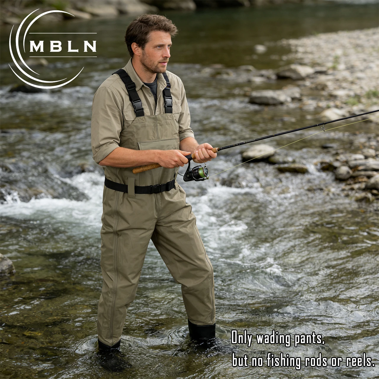 MBLN PVC Fishing Waders with Boots, 170T Nylon/Taslan Waterproof Waders, 15000mm Water Pressure, Anti-Slip PVC Boots