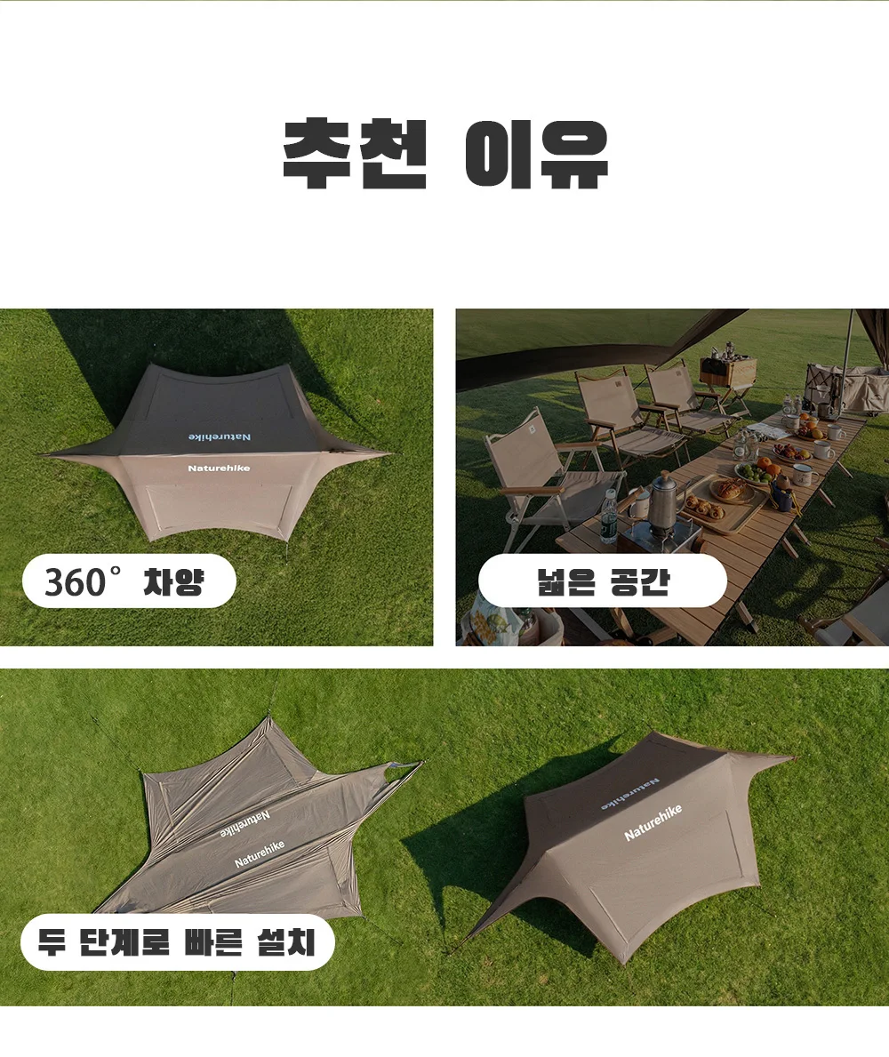 Naturehike Canopy Tent Blackout Sun Protection Titanium Black Film Waterproof Camping Sun Shelters Quick Setup Sunshade Awning