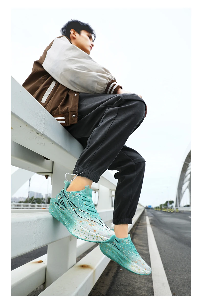 Women's casual breathable carbon plate running shoes, trendy versatile outdoor sports sneakers