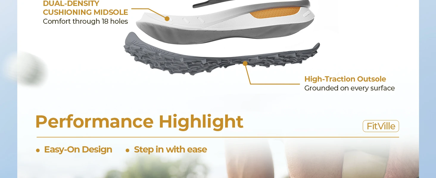 FitVille Wide Men's Golf Shoes Waterproof Athletic Causal Sneaker Professional No-Slip Spikeless Golf Shoes for Men Arch Support