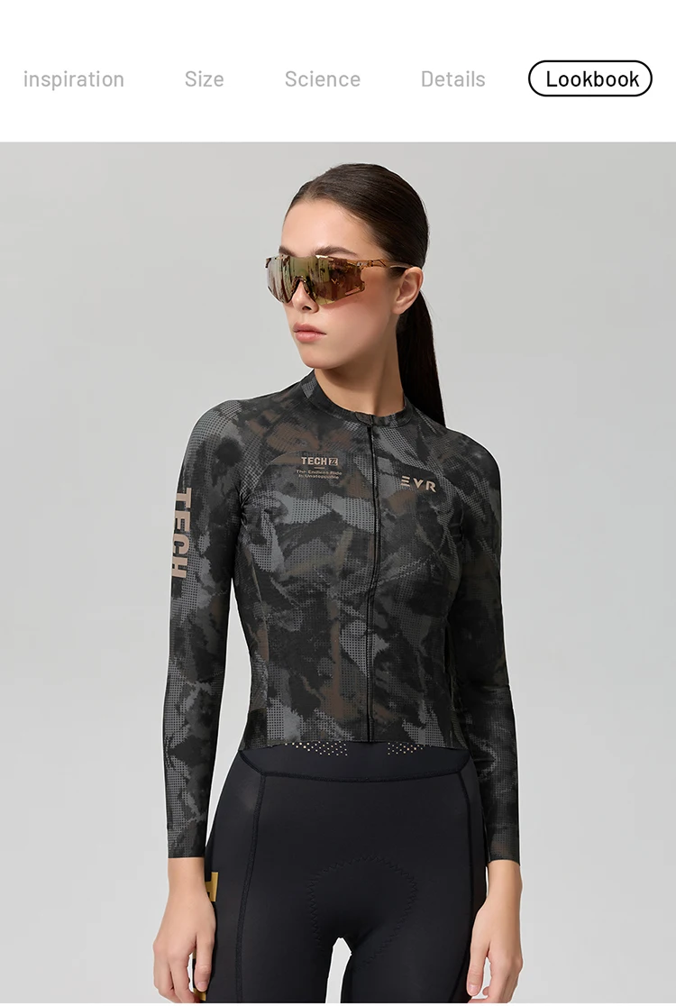 EVR Women's Cycling Jersey Long Sleeve High Stretch Cycling Shirt Breathable Sweat-Absorbent Road Cycling Top Cycling Jersey