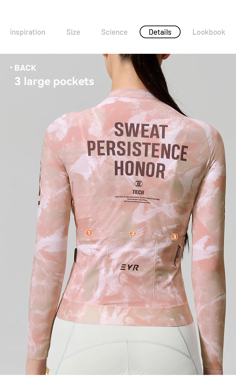 EVR Women's Cycling Jersey Long Sleeve High Stretch Cycling Shirt Breathable Sweat-Absorbent Road Cycling Top Cycling Jersey
