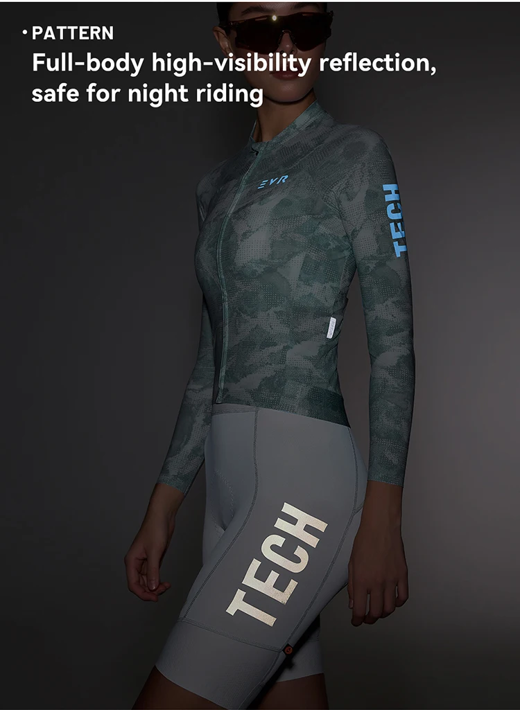 EVR Women's Cycling Jersey Long Sleeve High Stretch Cycling Shirt Breathable Sweat-Absorbent Road Cycling Top Cycling Jersey