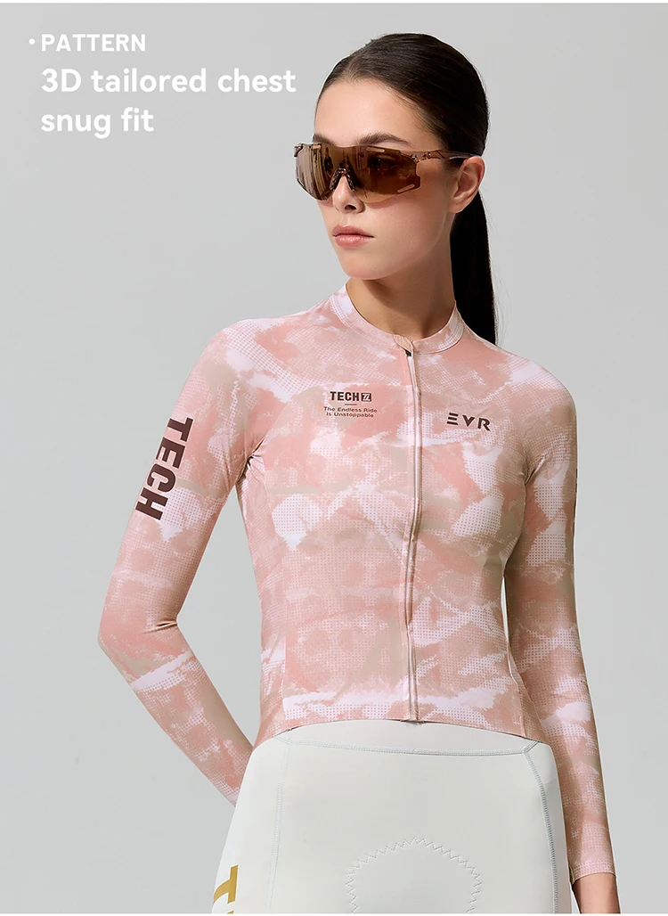 EVR Women's Cycling Jersey Long Sleeve High Stretch Cycling Shirt Breathable Sweat-Absorbent Road Cycling Top Cycling Jersey