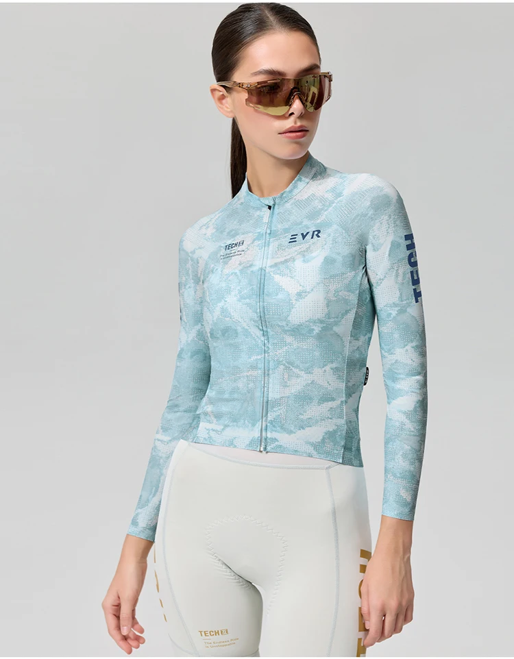 EVR Women's Cycling Jersey Long Sleeve High Stretch Cycling Shirt Breathable Sweat-Absorbent Road Cycling Top Cycling Jersey