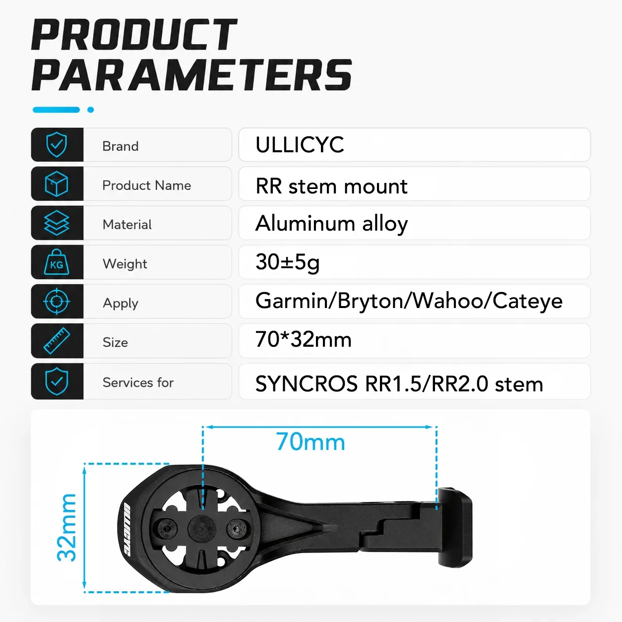 Aero Computer Mount for Syncros RR1.5 RR2.0 Stem Garmin Edge 1050 1040 840 Wahoo ROAM BOLT Bryton Magene Bike GPS Mount