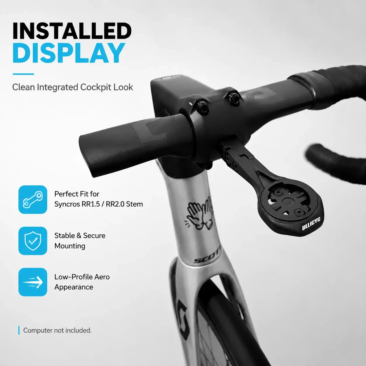 Aero Computer Mount for Syncros RR1.5 RR2.0 Stem Garmin Edge 1050 1040 840 Wahoo ROAM BOLT Bryton Magene Bike GPS Mount