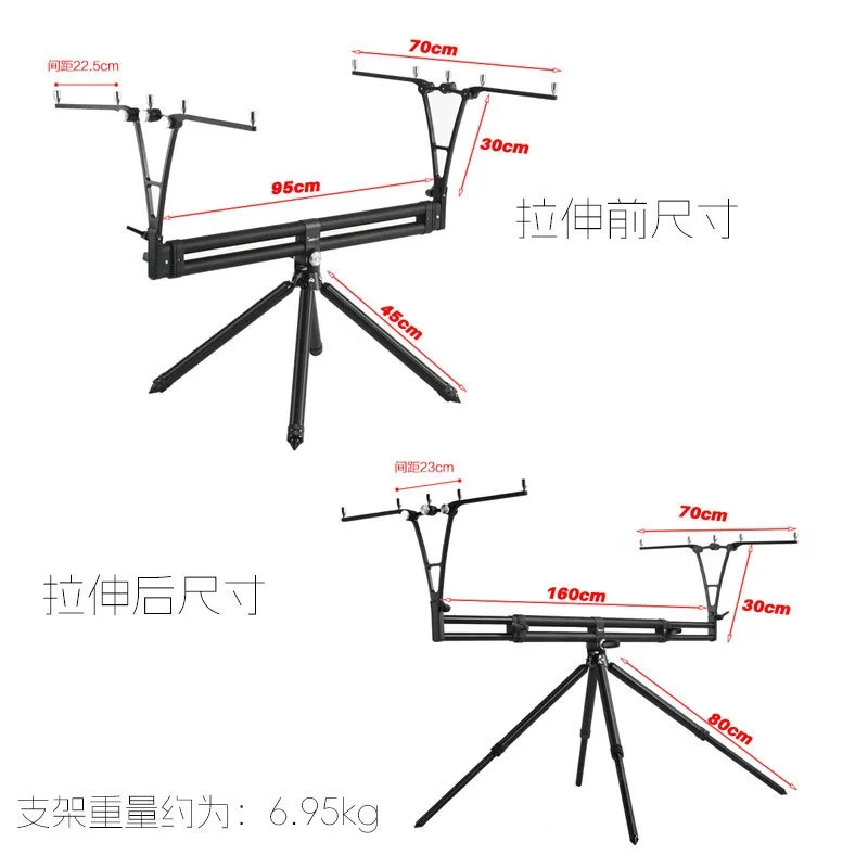 All-metal fishing rod holder, fast folding four-head European throwing rod, sea rod folding bracket, multi-angle