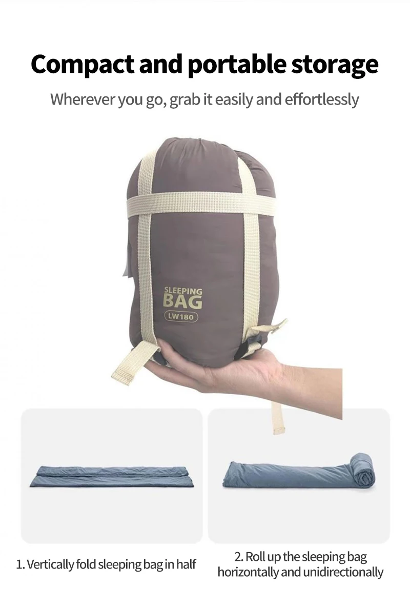 Ultralight Outdoor Camping Compact Adult Sleeping Bag Travel Washable Down Cotton Insulation Dirt-Resistant Portable Waterproof