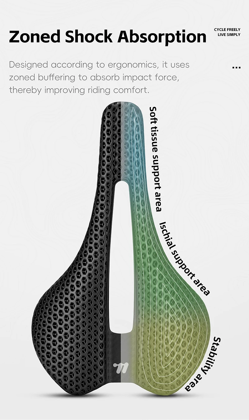 WEST BIKING 3D Printed Bike Saddle T700 Carbon Fiber Titanium Alloy Cr-Mo Seat Bow Comfort Cushion for Road Bike 145/150mm