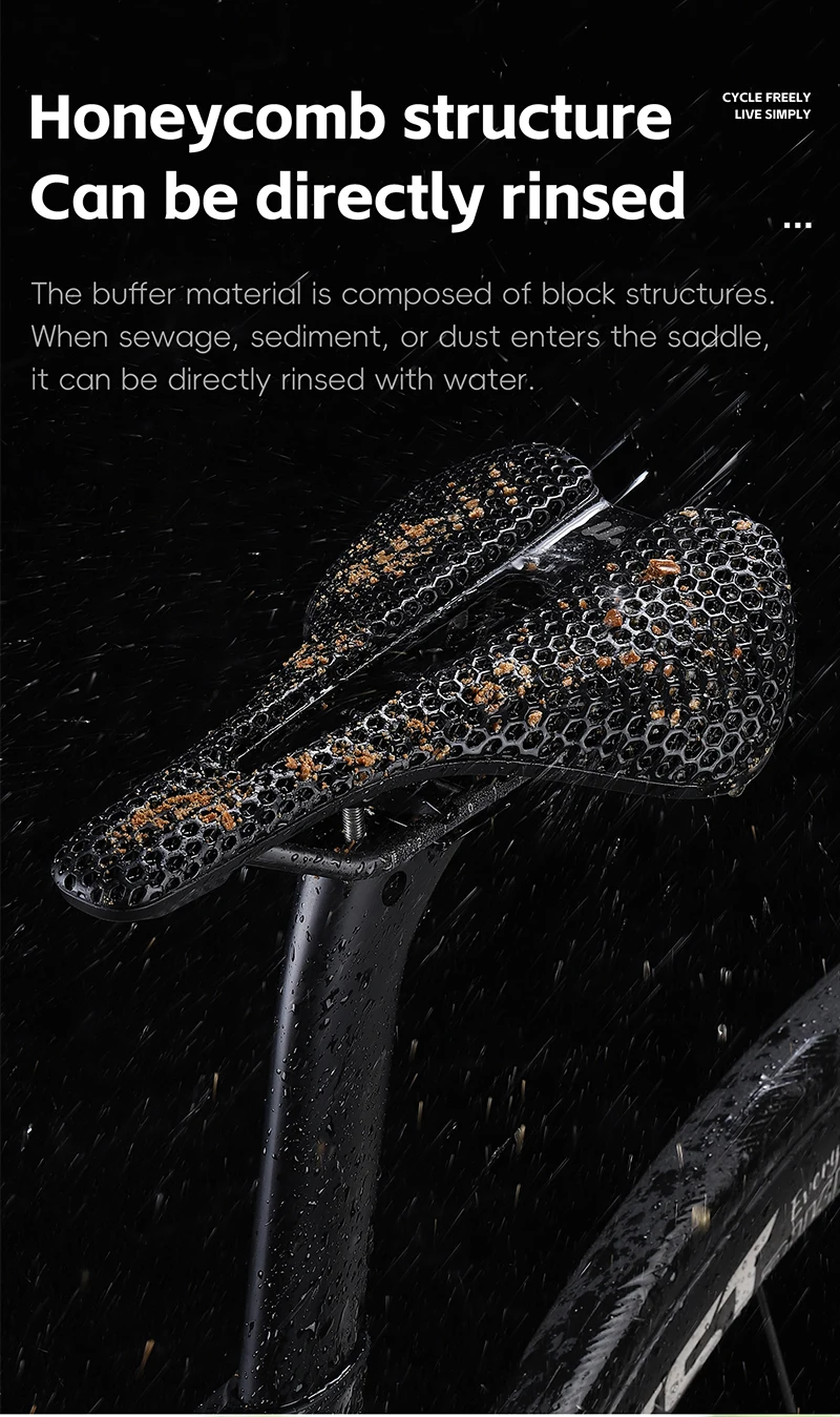 WEST BIKING 3D Printed Bike Saddle T700 Carbon Fiber Titanium Alloy Cr-Mo Seat Bow Comfort Cushion for Road Bike 145/150mm
