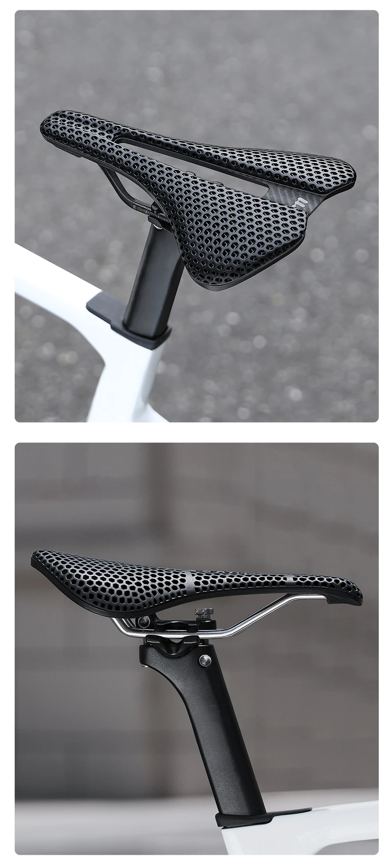 WEST BIKING 3D Printed Bike Saddle T700 Carbon Fiber Titanium Alloy Cr-Mo Seat Bow Comfort Cushion for Road Bike 145/150mm