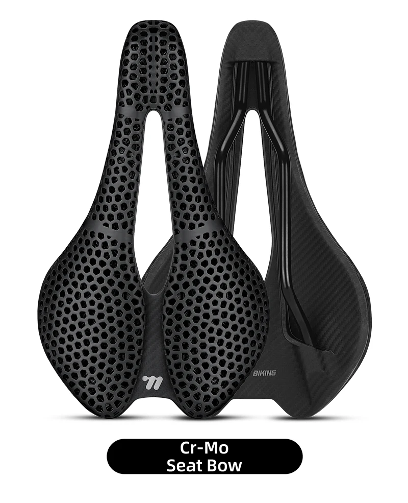 WEST BIKING 3D Printed Bike Saddle T700 Carbon Fiber Titanium Alloy Cr-Mo Seat Bow Comfort Cushion for Road Bike 145/150mm
