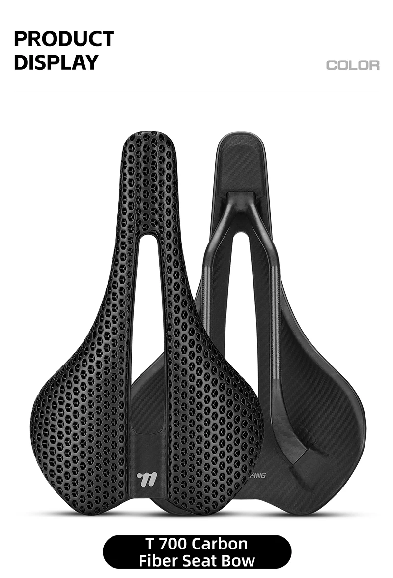 WEST BIKING 3D Printed Bike Saddle T700 Carbon Fiber Titanium Alloy Cr-Mo Seat Bow Comfort Cushion for Road Bike 145/150mm