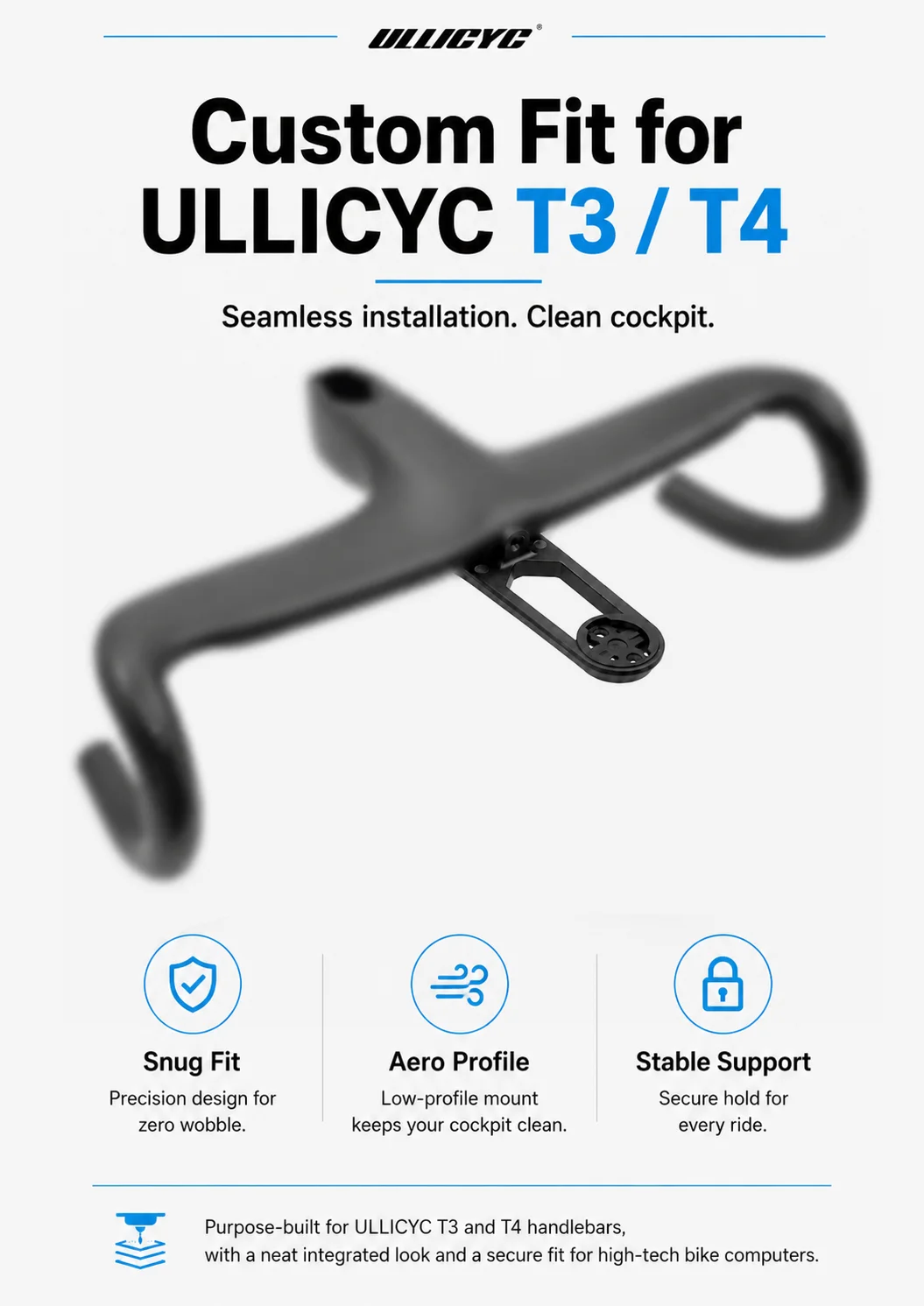 ULLICYC For T3/T4 FARSPORTS F1x F1s RPANTAHI Integrated Handlebar Plastic Aero Computer Mount For Garmin Bryton Wahoo GoPro