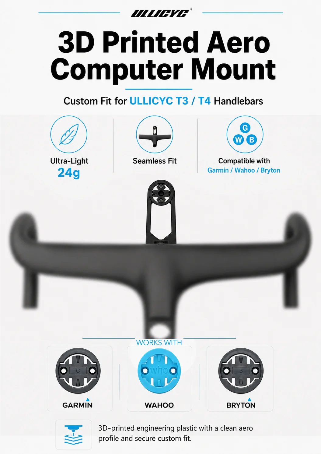 ULLICYC For T3/T4 FARSPORTS F1x F1s RPANTAHI Integrated Handlebar Plastic Aero Computer Mount For Garmin Bryton Wahoo GoPro