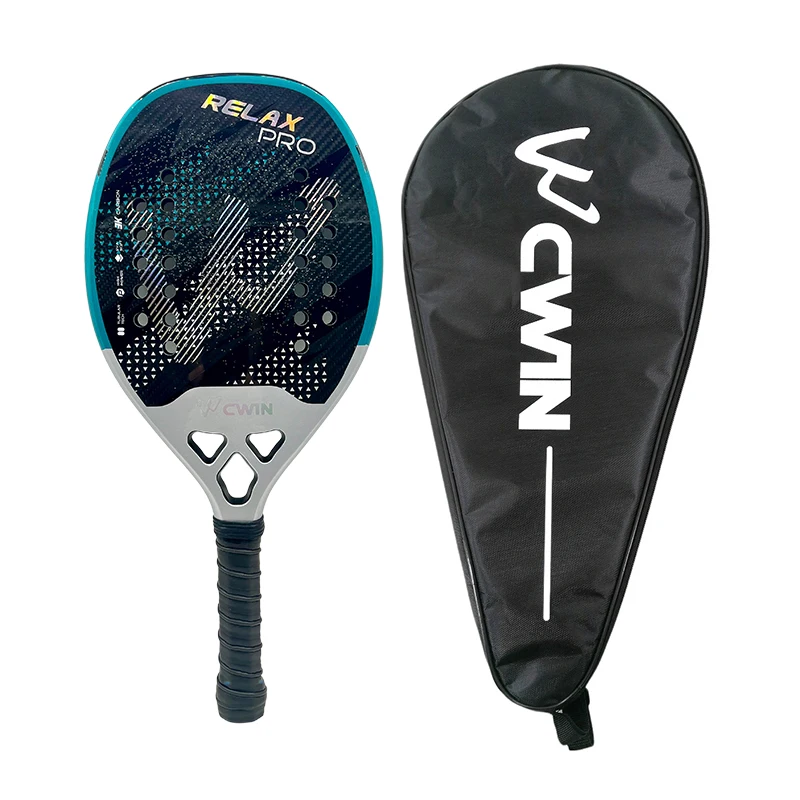 Cwin Relax Pro Beach Tennis 3K Full Carbon Fiber Rude Face Feminino Raquete Beach Tennis Carbon Frame Professional Masculina NEW