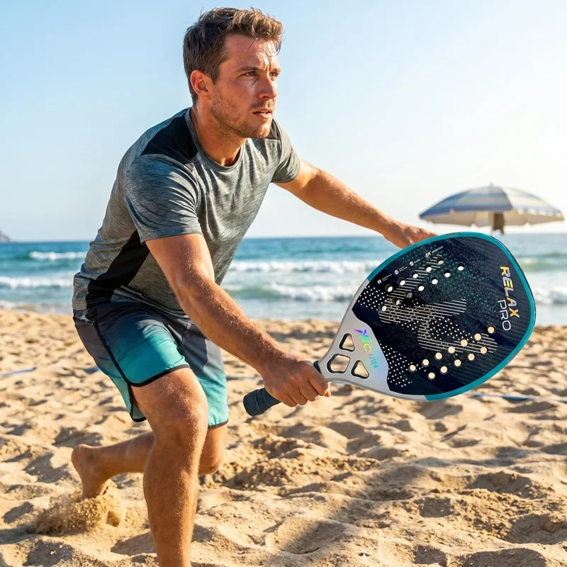 Cwin Relax Pro Beach Tennis 3K Full Carbon Fiber Rude Face Feminino Raquete Beach Tennis Carbon Frame Professional Masculina NEW
