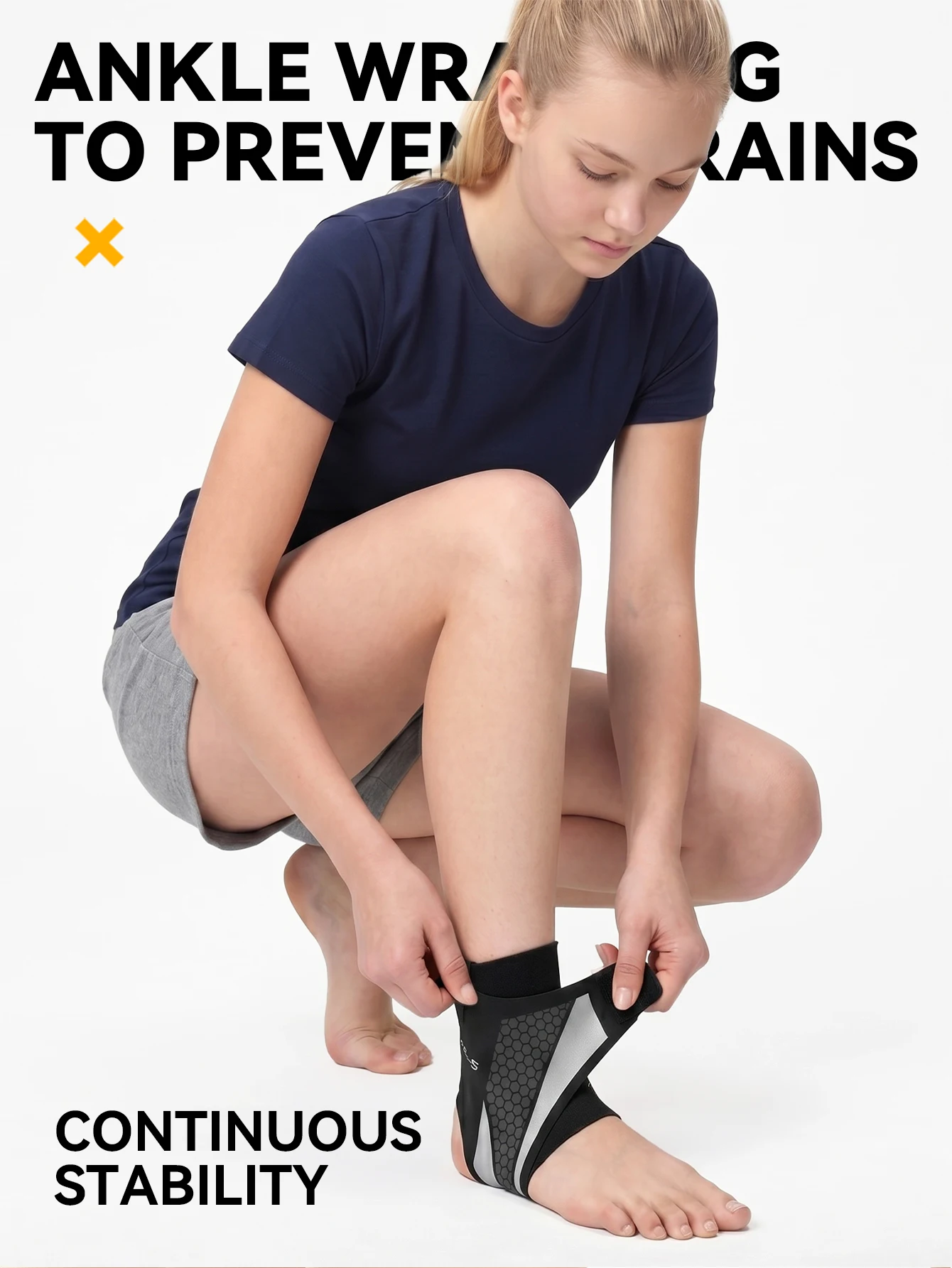 WRELS Ankle Brace Compression Sleeve Slim Fit Breathable Adjustable Basketball Running Football Gym Athletic Sport Ankle Support